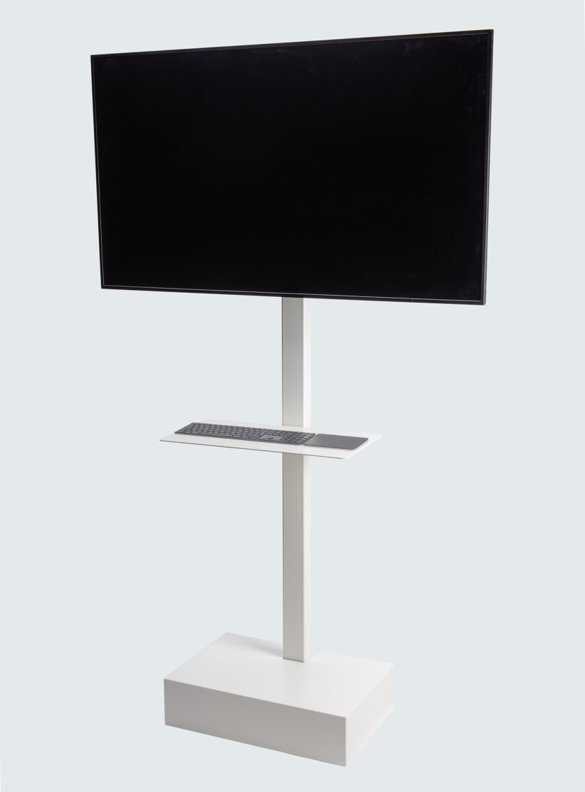 TVStand wit met afdekkap en keyboardplank en keyboard